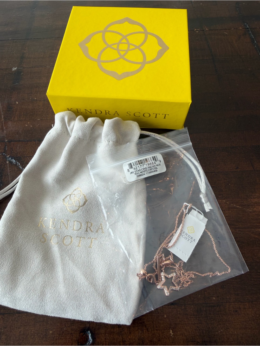 NWT Kendra Scott Rose Gold Jae Star Crystal Pendant Necklace